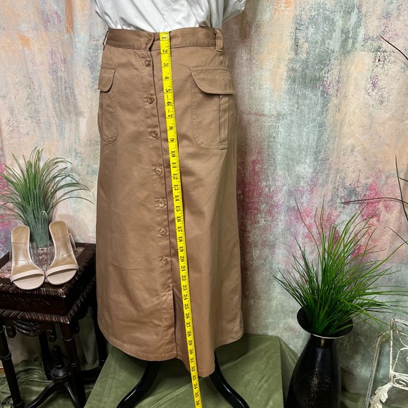 VTG 📌 Button Down Cotton Maxi A- Line Skirt with big Pockets - Picture 8 of 15